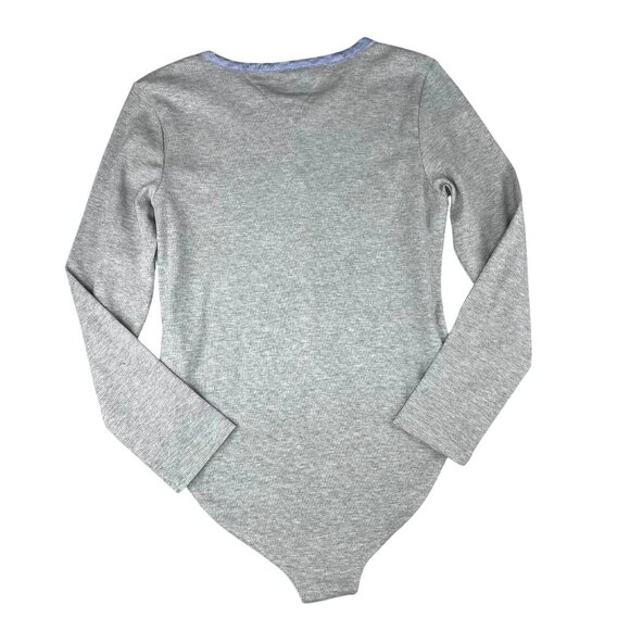 Tommy Hilfiger Womens Grey Long-Sleeve Bodysuit With Striped Button Detail Large - Picture 11 of 13